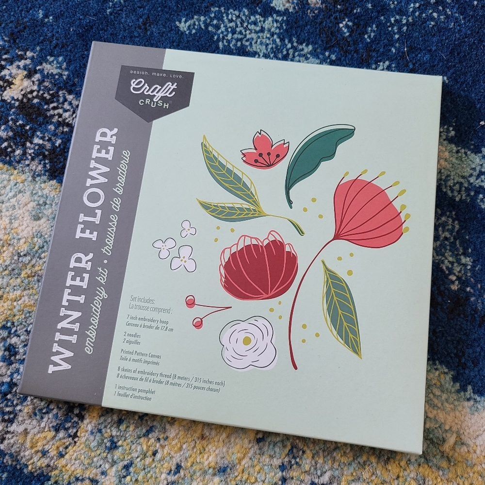 🔷️ 5/$25 Craft Crush Winter Flower Embroidery Kit